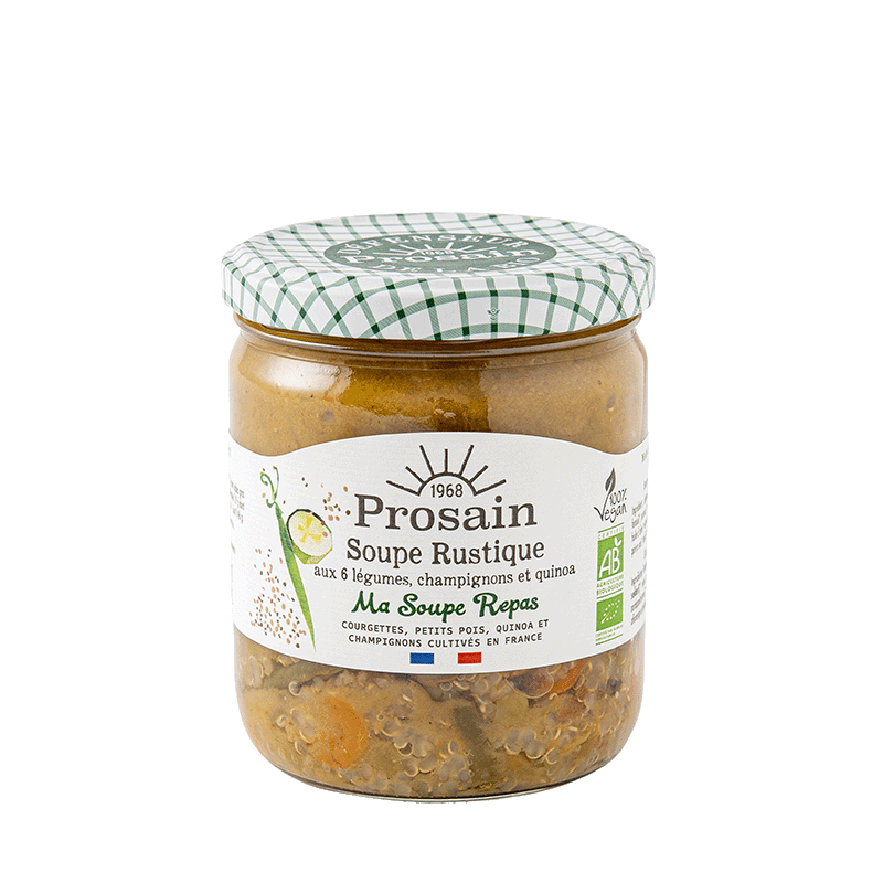 Prosain -- Soupe rustique aux 6 légumes, champignons et quinoa bio vegan - 420 g