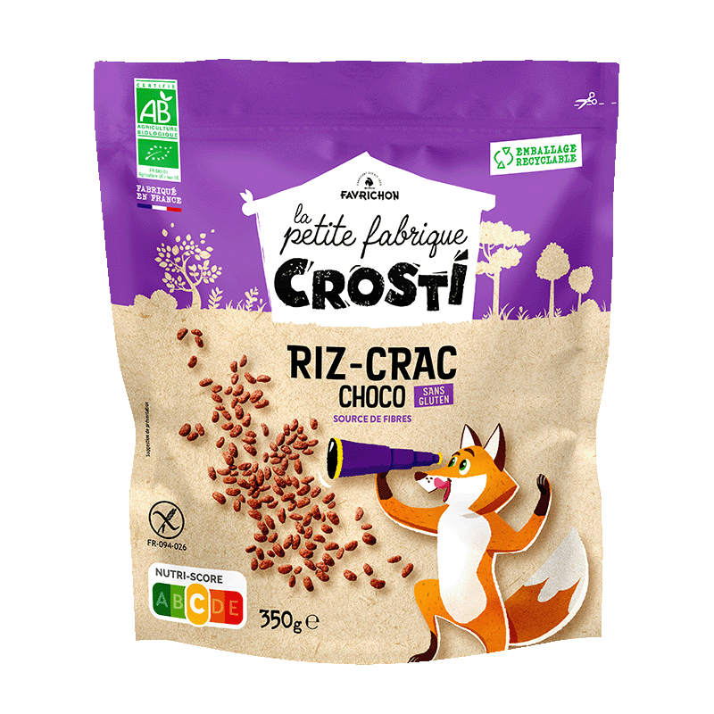 Favrichon -- Céréales crosti riz crac choco bio - 350 g