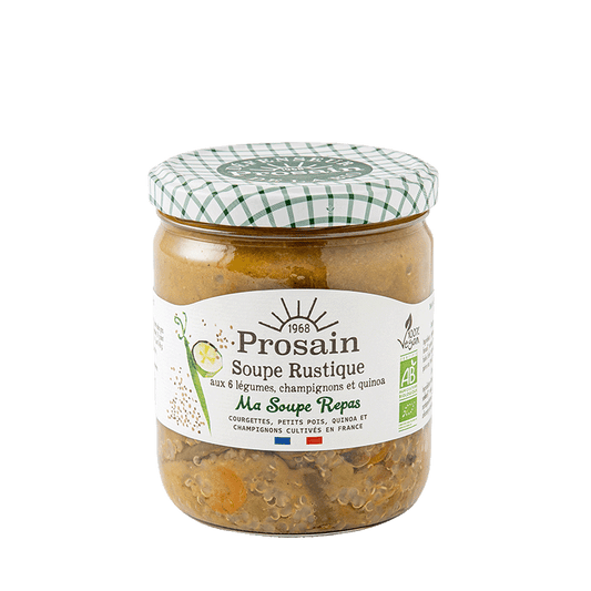 Prosain -- Soupe rustique aux 6 légumes, champignons et quinoa bio vegan - 420 g